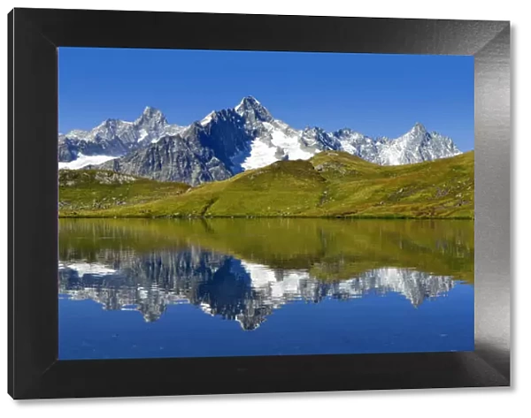 Monte Blanc in the mirror, Lac de Fenetre, Switzerland, Europe