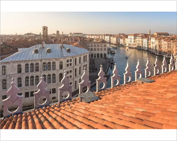Elevated view of the Grand Canal from the terrace of the Fondaco dei Tedeschi, Venice