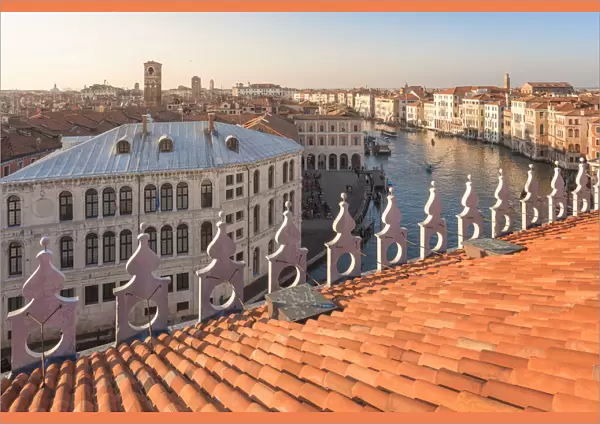 Elevated view of the Grand Canal from the terrace of the Fondaco dei Tedeschi, Venice
