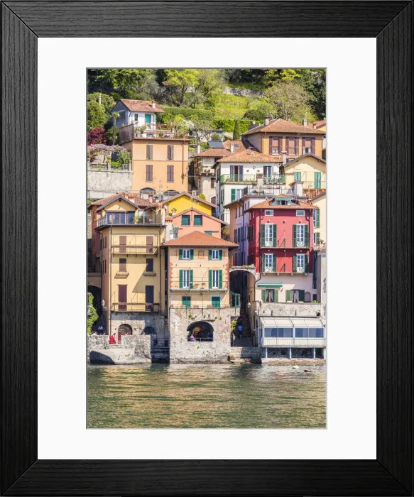Framed Print : Close up of the colourful typical houses of Varenna village on Lake Como, Lecco province Framed Print : Close up of the colourful typical houses of Varenna village on Lake Como, Lecco province