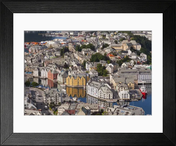 Framed Print : Alesund, Vestlandet, Norway. View from above of Alesund city, one of most important Framed Print : Alesund, Vestlandet, Norway. View from above of Alesund city, one of most important