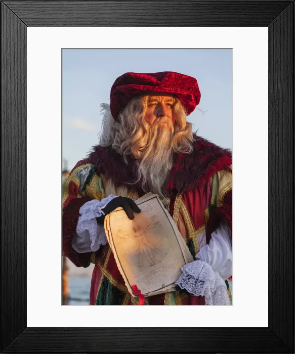 Framed Print : Venice, Veneto, Italy. Leonardo da Vincis mask at Venice Carnival at sunset Framed Print : Venice, Veneto, Italy. Leonardo da Vincis mask at Venice Carnival at sunset