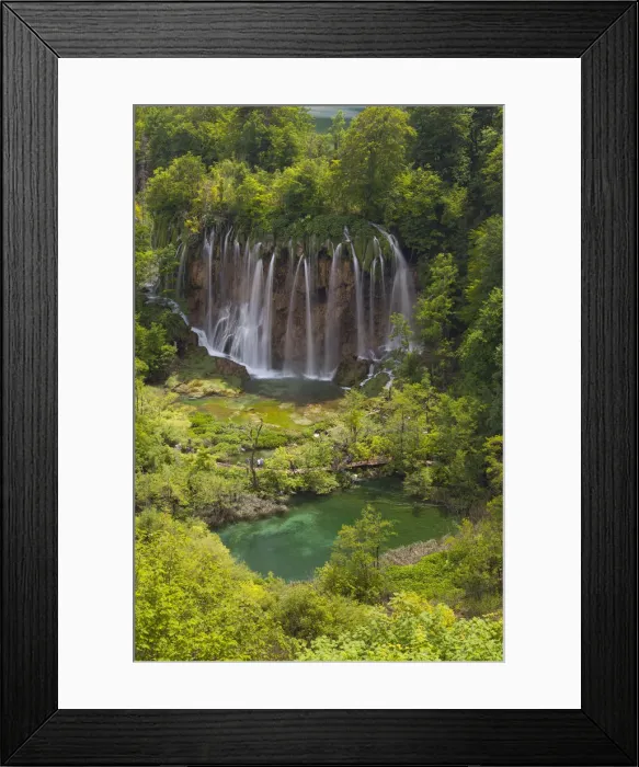 Framed Print : Plitvice National Park, Croatia. A waterfall and a lake into the national park in Framed Print : Plitvice National Park, Croatia. A waterfall and a lake into the national park in