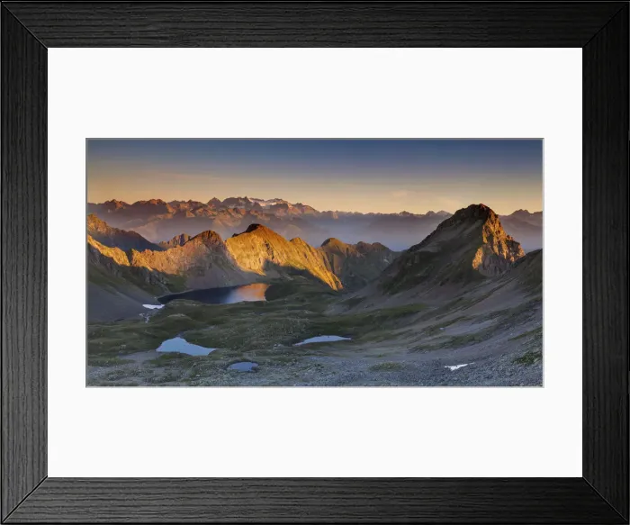 Framed Print : Sunrise from the Davide hut, the head of the St. Anthony valleys, Lombardy, Italy Framed Print : Sunrise from the Davide hut, the head of the St. Anthony valleys, Lombardy, Italy