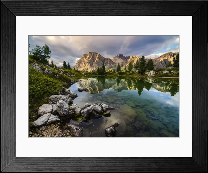 Framed Print : Limedes lake, Lagazuoi mount, Falzarego Pass, Dolomites, Veneto, Italy. Limedes lake Framed Print : Limedes lake, Lagazuoi mount, Falzarego Pass, Dolomites, Veneto, Italy. Limedes lake