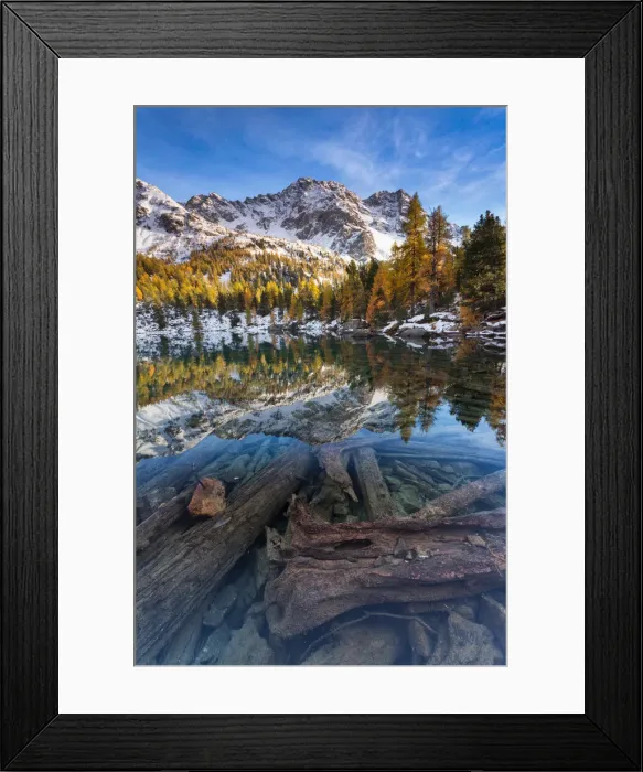 Framed Print : Saoseo lake in autumn, Poschiavo valley, Switzerland Framed Print : Saoseo lake in autumn, Poschiavo valley, Switzerland