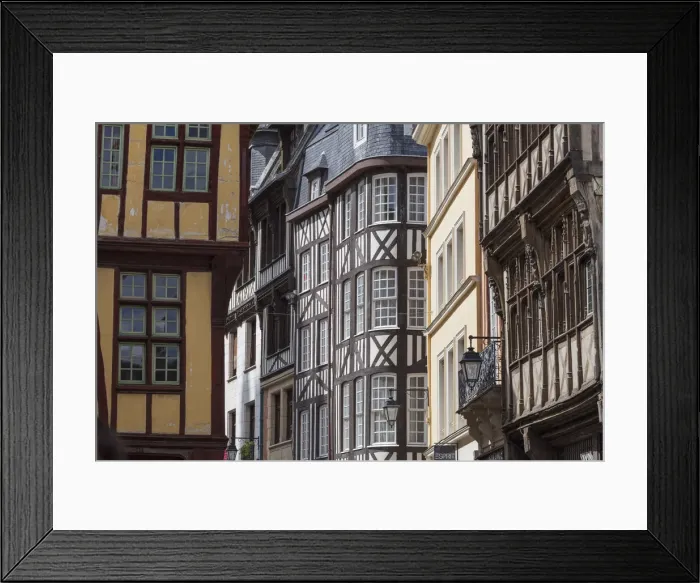 Framed Print : Rouen, Normandy, France. Typical timbered houses