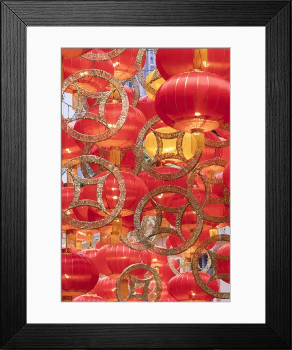 Framed Print : Chinese New Year decorations on Lee Tung Avenue, Wan Chai, Hong Kong Island, Hong Kong