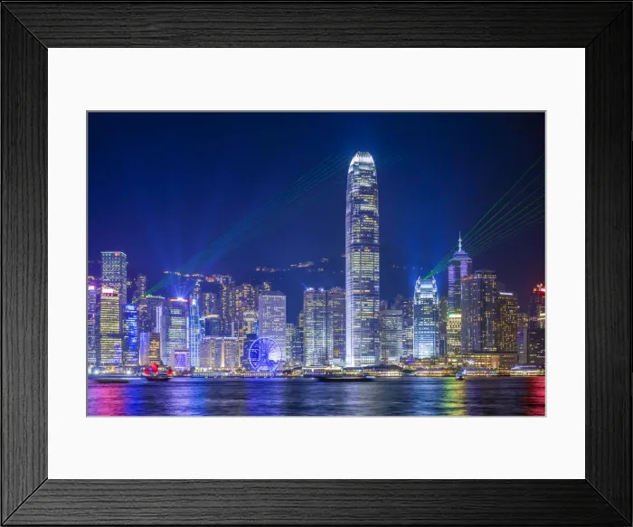 Framed Print : Skyscrapers on Hong Kong Island at night during A Symphony of Lights Framed Print : Skyscrapers on Hong Kong Island at night during A Symphony of Lights