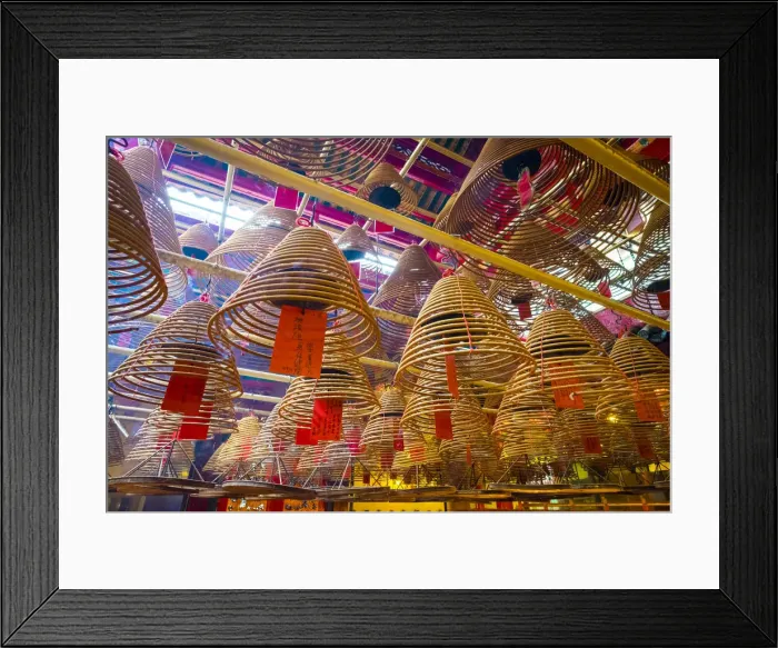 Framed Print : Incense coils at Man Mo Temple, Sheung Wan, Central District, Hong Kong Island, Hong Kong