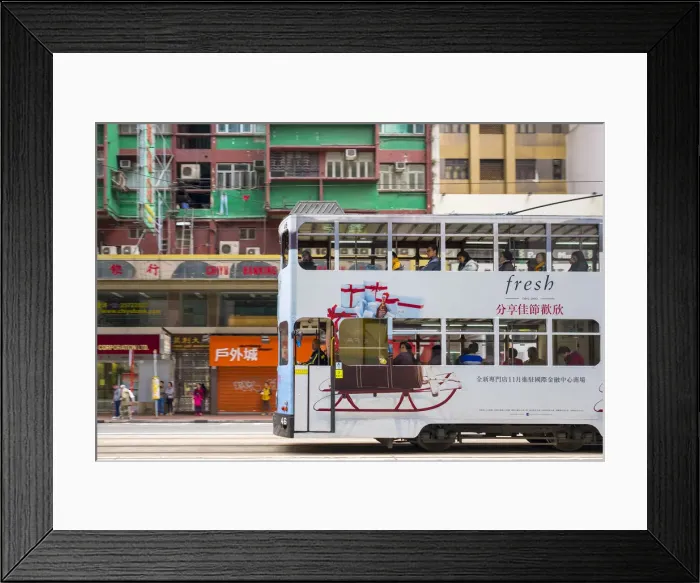 Framed Print : Double-Decker tram passing on Hennessy Road, Wan Chai, Hong Kong Island, Hong Kong, China