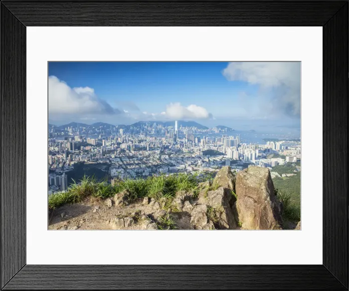 Framed Print : View of Kowloon and Hong Kong Island from Lion Rock, Hong Kong Framed Print : View of Kowloon and Hong Kong Island from Lion Rock, Hong Kong