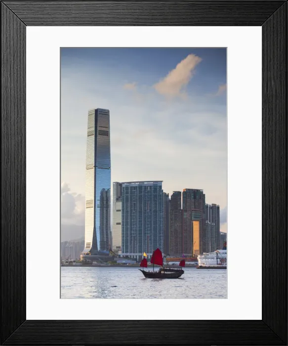 Framed Print : Junk boat passing International Commerce Centre (ICC), West Kowloon, Hong Kong Framed Print : Junk boat passing International Commerce Centre (ICC), West Kowloon, Hong Kong