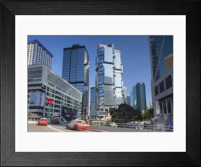 Framed Print : Taxis passing along street, Admiralty, Hong Kong Island, Hong Kong