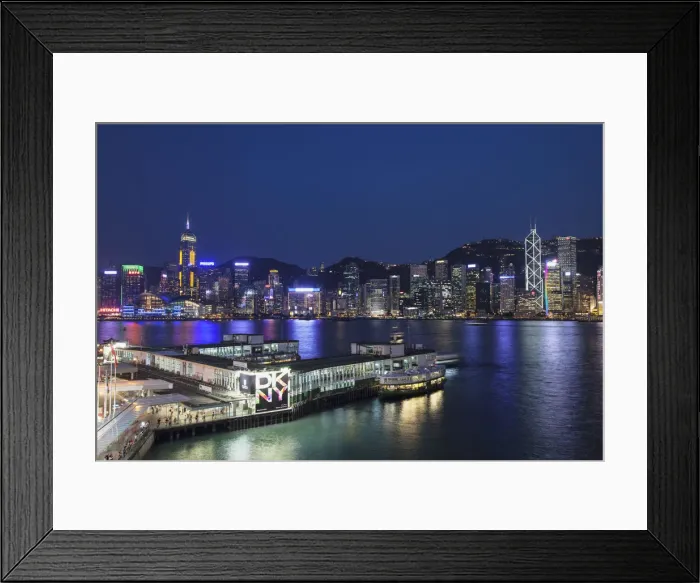 Framed Print : Star Ferry terminal and Hong Kong Island skyline, Hong Kong Framed Print : Star Ferry terminal and Hong Kong Island skyline, Hong Kong
