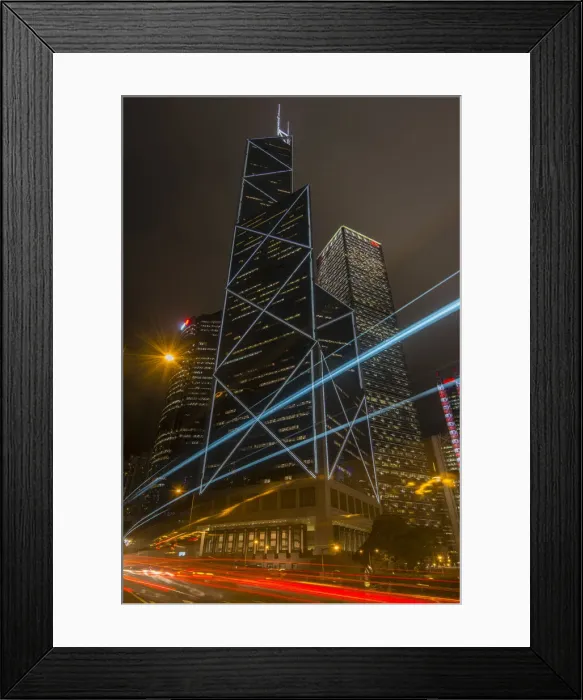 Framed Print : Night view of the Bank of China Tower, Hong Kong, China Framed Print : Night view of the Bank of China Tower, Hong Kong, China