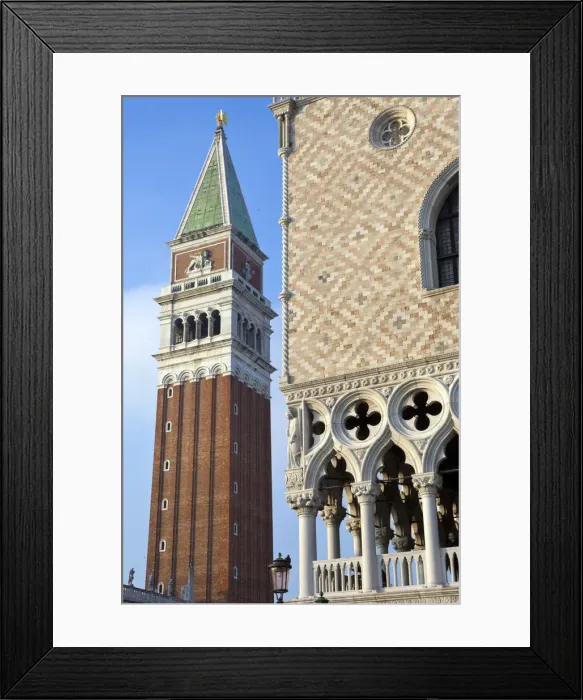 Framed Print : The Bell Tower (campanile) and a detail of the loggiato of the Doges Palace Framed Print : The Bell Tower (campanile) and a detail of the loggiato of the Doges Palace
