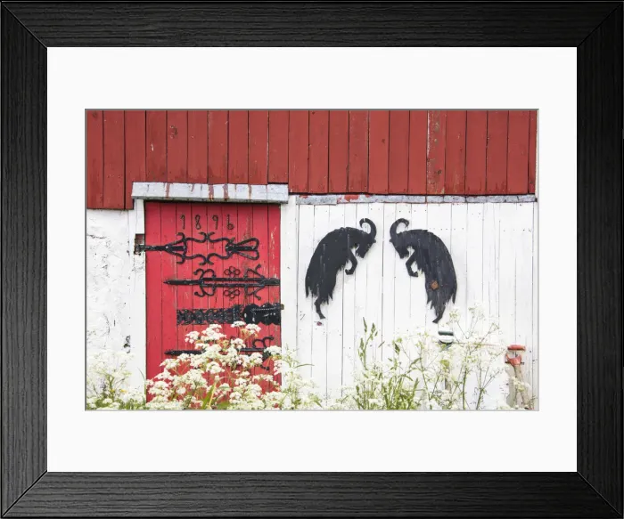 Framed Print : Details of a wooden house of fishermen also known as Rorbu Unstad Vestvagoy Lofoten Islands Norway Europe Framed Print : Details of a wooden house of fishermen also known as Rorbu Unstad Vestvagoy Lofoten Islands Norway Europe