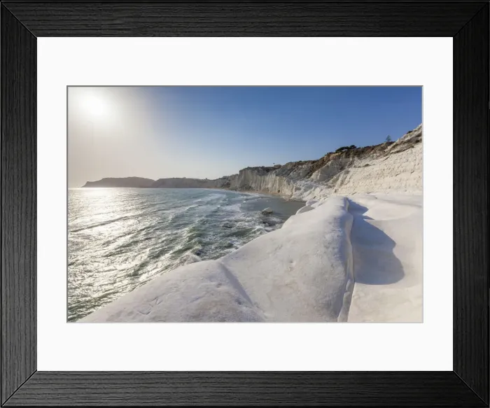 Framed Print : White cliffs known as Scala dei Turchi frame the turquoise sea Porto Empedocle province Framed Print : White cliffs known as Scala dei Turchi frame the turquoise sea Porto Empedocle province