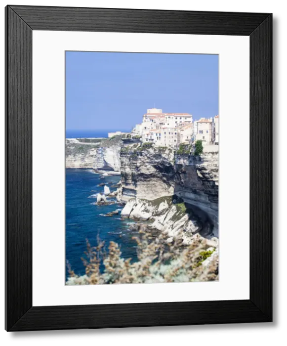 Framed Print : Blue sea frames the medieval old town and fortress perched on top of cliffs Bonifacio Framed Print : Blue sea frames the medieval old town and fortress perched on top of cliffs Bonifacio