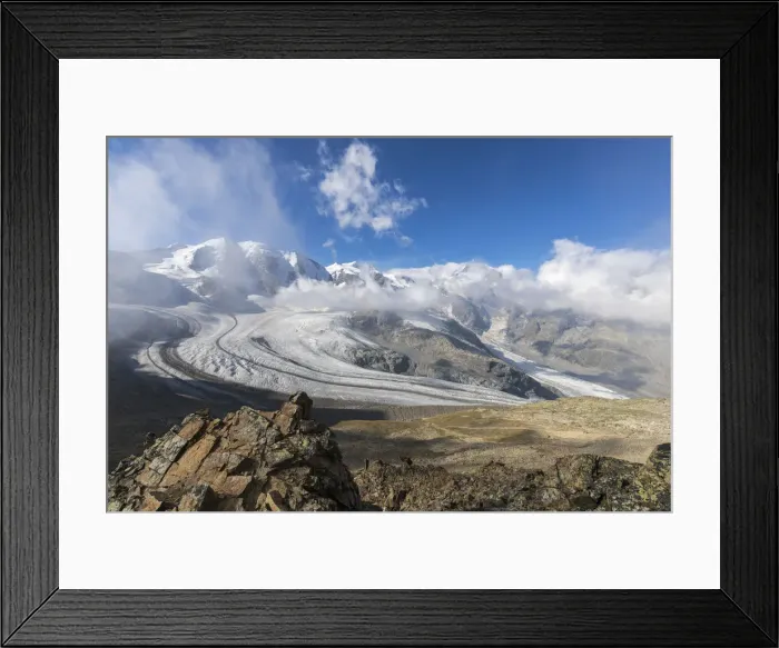 Framed Print : Overview of the Diavolezza and Pers glaciers, St. Moritz, canton of Graubunden, Engadine Framed Print : Overview of the Diavolezza and Pers glaciers, St. Moritz, canton of Graubunden, Engadine
