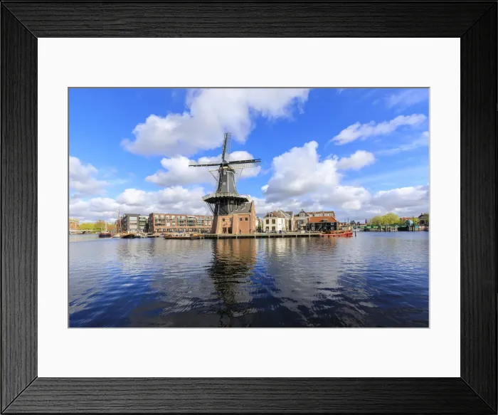 Framed Print : View of Windmill De Adriaan reflected in the canal of the river Spaarne Haarlem North Framed Print : View of Windmill De Adriaan reflected in the canal of the river Spaarne Haarlem North