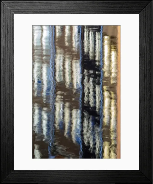 Framed Print : Abstract details of buildings reflected in a typical canal of the river Amstel Amsterdam Framed Print : Abstract details of buildings reflected in a typical canal of the river Amstel Amsterdam