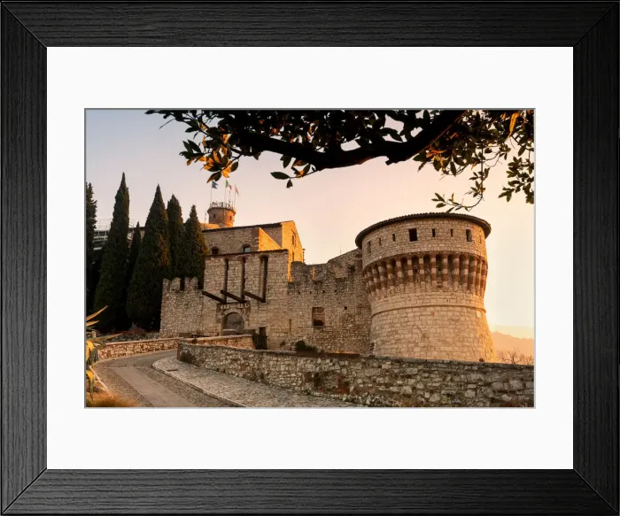 Framed Print : Brescia Castle at dawn in Brescia province, Lombardy district, Italy Framed Print : Brescia Castle at dawn in Brescia province, Lombardy district, Italy