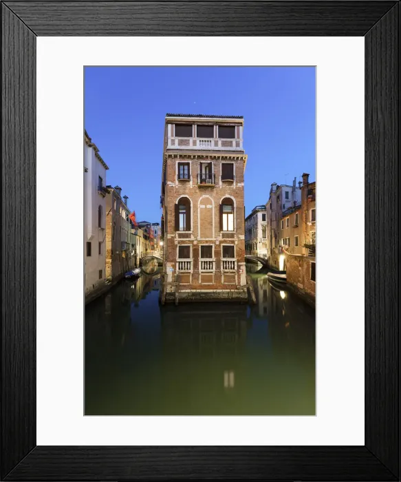 Framed Print : Typical Venetian canals at dusk. Venice, Veneto, Italy Framed Print : Typical Venetian canals at dusk. Venice, Veneto, Italy