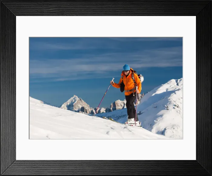 Framed Print : Ski touring in Valparola. Val Badia, Trentino Alto Adige, Italy, Europe Framed Print : Ski touring in Valparola. Val Badia, Trentino Alto Adige, Italy, Europe
