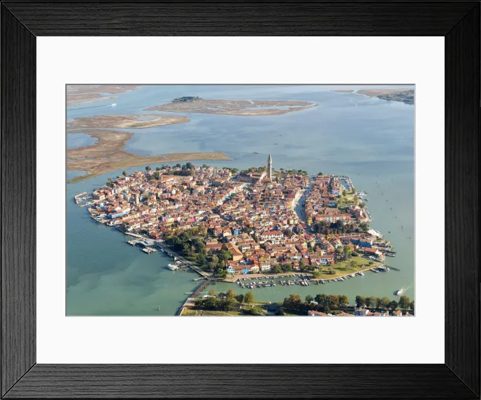 Framed Print : Burano aerial view. Venice, Veneto, Italy, Europe