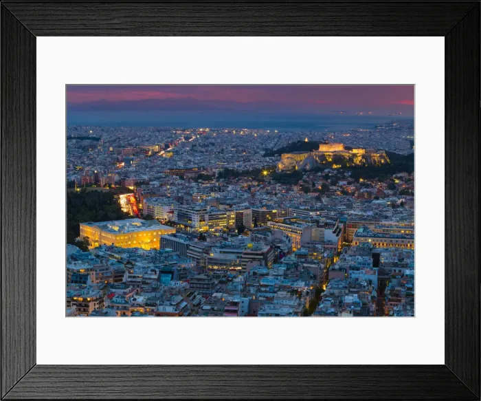Framed Print : The Acropolis city center in Athens, Greece
