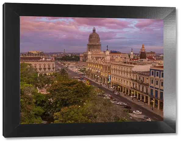 El Capitolio and Hotel Inglaterra near Parque Central in Central Havana, Havana, Cuba