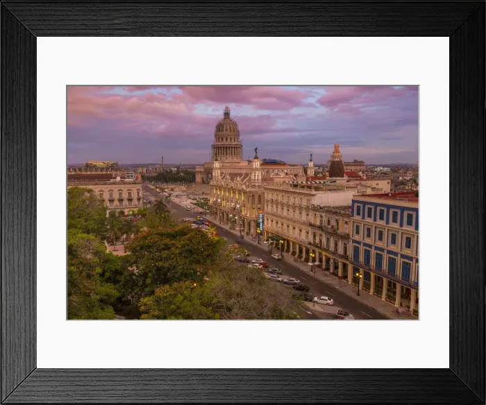 Framed Print : El Capitolio and Hotel Inglaterra near Parque Central in Central Havana, Havana, Cuba