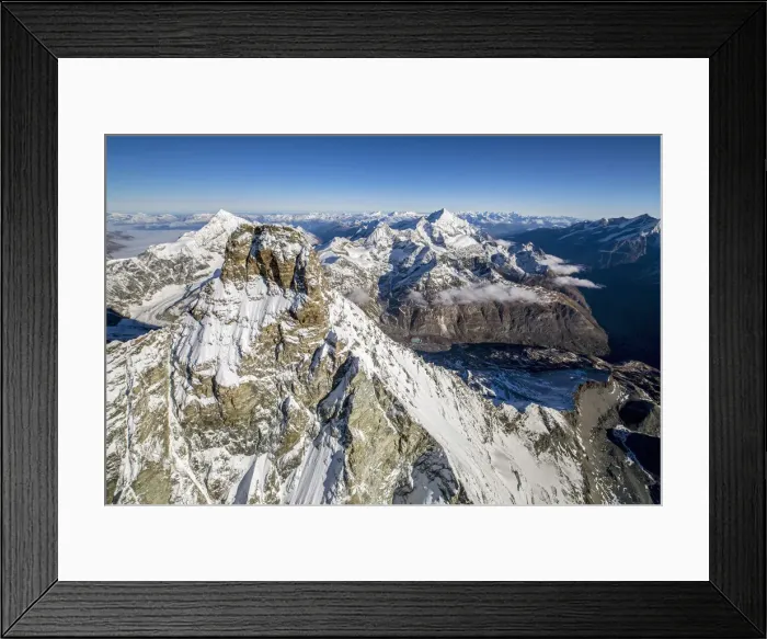 Framed Print : Aerial view of the south face of the Matterhorn Zermatt canton of Valais Switzerland Framed Print : Aerial view of the south face of the Matterhorn Zermatt canton of Valais Switzerland