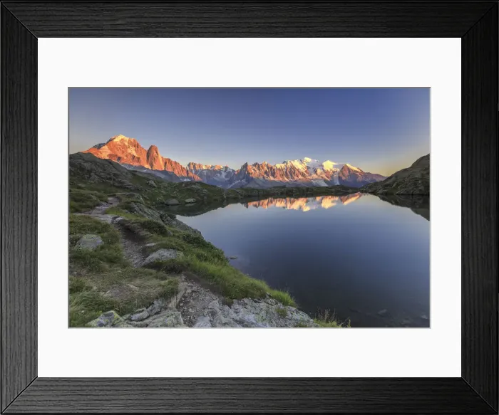 Framed Print : Lac de Chesery at sunset. Haute Savoie France Europe Framed Print : Lac de Chesery at sunset. Haute Savoie France Europe