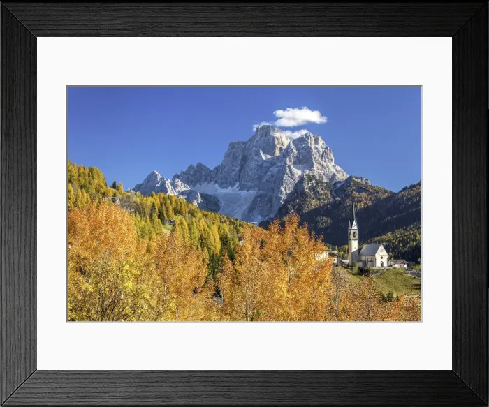Framed Print : Autumn colors in Selva of Cadore with Mount Pelmo in the background. Dolomites. Cadore Framed Print : Autumn colors in Selva of Cadore with Mount Pelmo in the background. Dolomites. Cadore