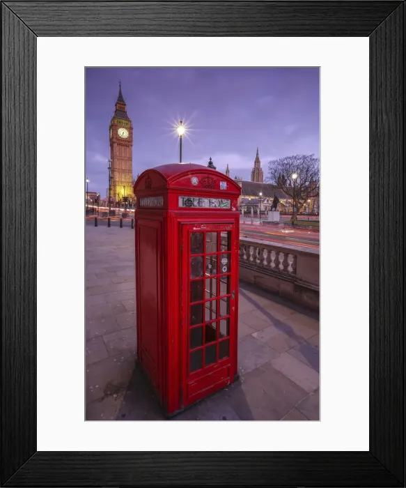 Framed Print : A typical red telephone box and Big Ben in the background. London England Framed Print : A typical red telephone box and Big Ben in the background. London England
