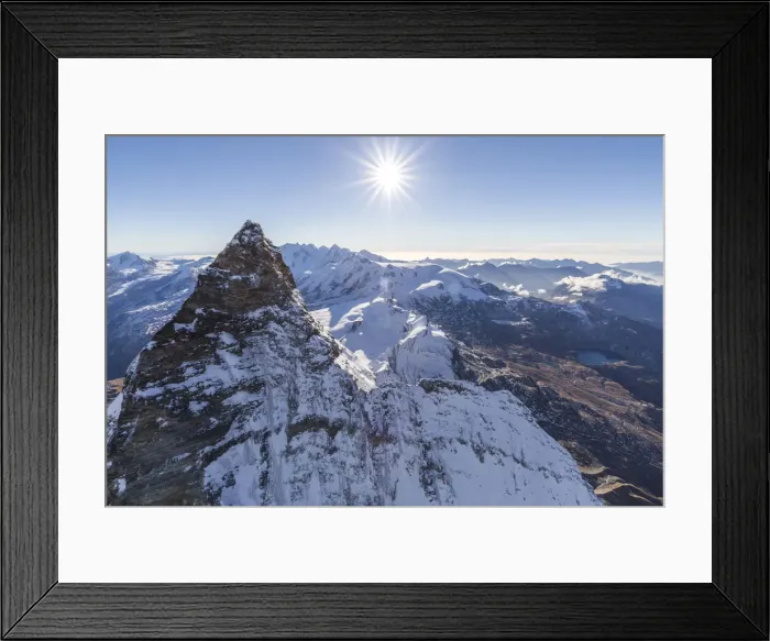 Framed Print : Aerial photo of the summit of the Matterhorn and Lake Goillet. Zermatt. Canton of Valais Framed Print : Aerial photo of the summit of the Matterhorn and Lake Goillet. Zermatt. Canton of Valais