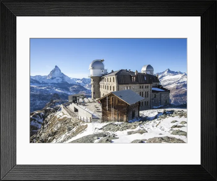 Framed Print : View of Kulmhotel Gornergrat in front of Mountain Matterhorn Framed Print : View of Kulmhotel Gornergrat in front of Mountain Matterhorn