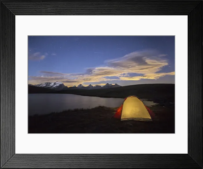 Framed Print : Camping under the stars on Rosset lake at an altitude of 2709 meters