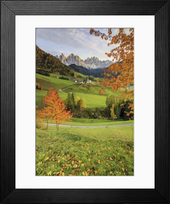 Framed Print : St. Magdalena village. In the background the Odle Mountains