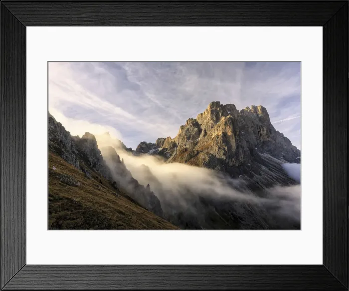 Framed Print : Low clouds and dawn lights on the peaks of Forcella De Furcia Framed Print : Low clouds and dawn lights on the peaks of Forcella De Furcia