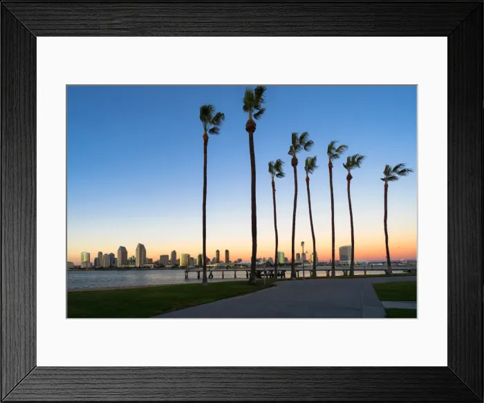 Framed Print : View of San Diego from Coronado Island at dusk, California, USA Framed Print : View of San Diego from Coronado Island at dusk, California, USA