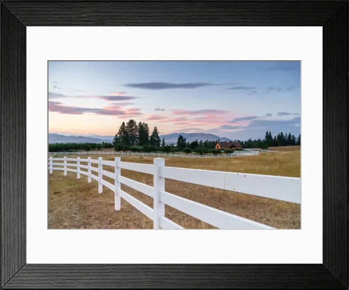Framed Print : Ranch at sunset, Kalispell, Montana, Rocky Mountains, USA Framed Print : Ranch at sunset, Kalispell, Montana, Rocky Mountains, USA