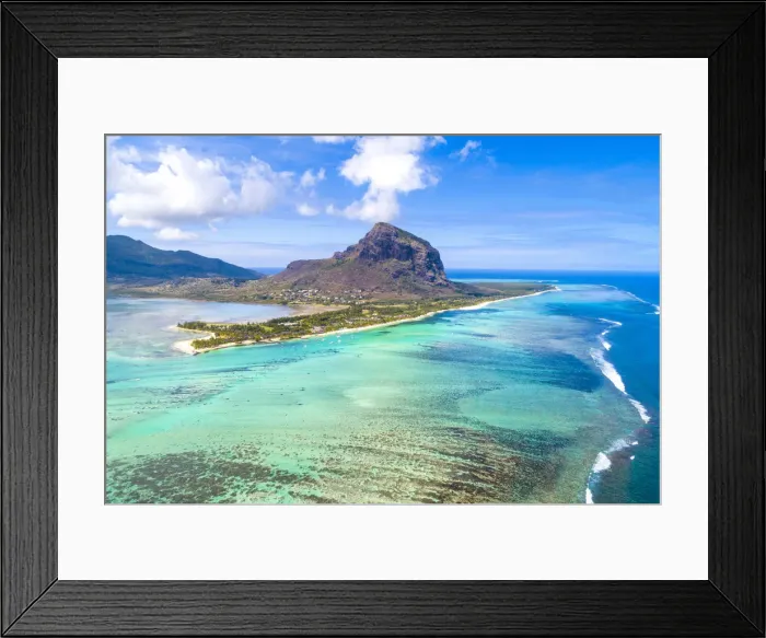 Framed Print : Aerial view of Le Morne Brabant peninsula Framed Print : Aerial view of Le Morne Brabant peninsula