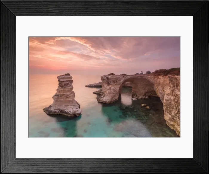 Framed Print : Faraglioni Sant Andrea at sunrise, Province of Lecce, Italy, Europe Framed Print : Faraglioni Sant Andrea at sunrise, Province of Lecce, Italy, Europe
