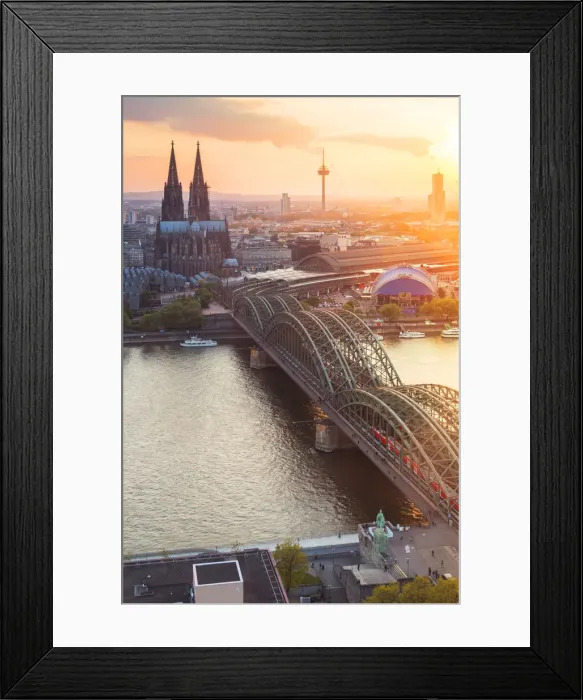 Framed Print : Hohenzoller Bridge over River Rhine and Cologne Cathedral at sunset in Cologne city Framed Print : Hohenzoller Bridge over River Rhine and Cologne Cathedral at sunset in Cologne city