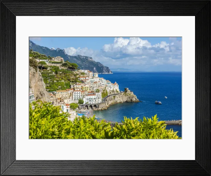 Framed Print : Amalfi, Amalfi coast, Salerno, Campania, Italy. High angle view of Amalfi