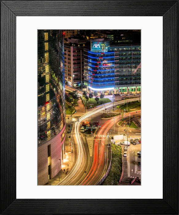 Framed Print : Long Exposure to traffic of Milan from Bosco Verticale, Milan, Italy, Europe Framed Print : Long Exposure to traffic of Milan from Bosco Verticale, Milan, Italy, Europe